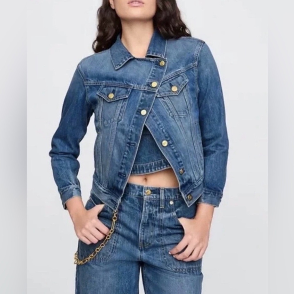 NWT Cult Gaia x Gap Asymmetrical Denim Women's Jeans Jacket Small